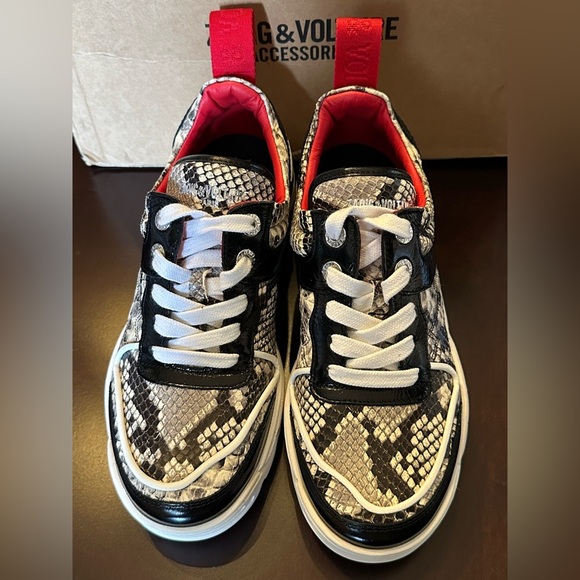 Zadig Voltaire Blaze Wild Snake Embossed Platform Sneakers Size 39 US 8 - Picture 3 of 12